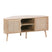 sweeek - Hoek-TV-meubel in houtdecor en rotan, 2 deuren, 1 plank, 115
