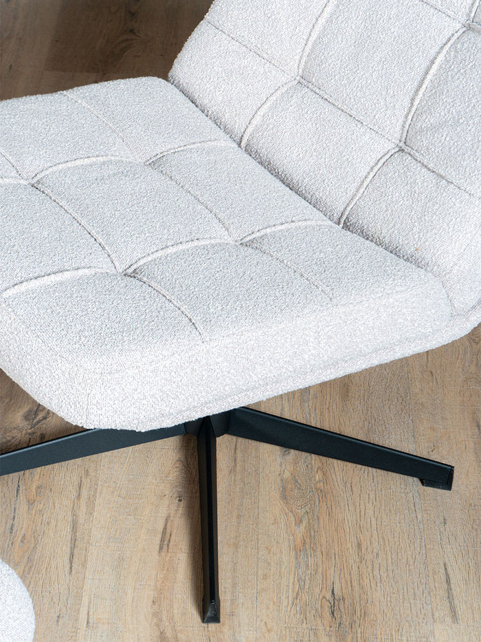 Home67 - Fauteuil Aiden + Hocker - Bouclé - Naturel