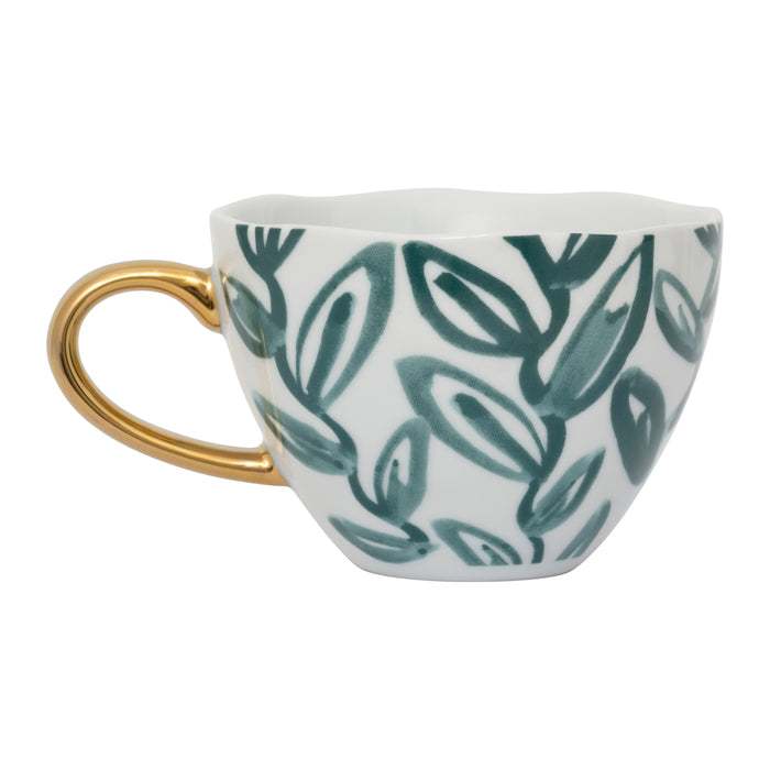 Urban Nature Culture Good Morning Cappuccino / Theekop - Leaves Aqua - 4 st.