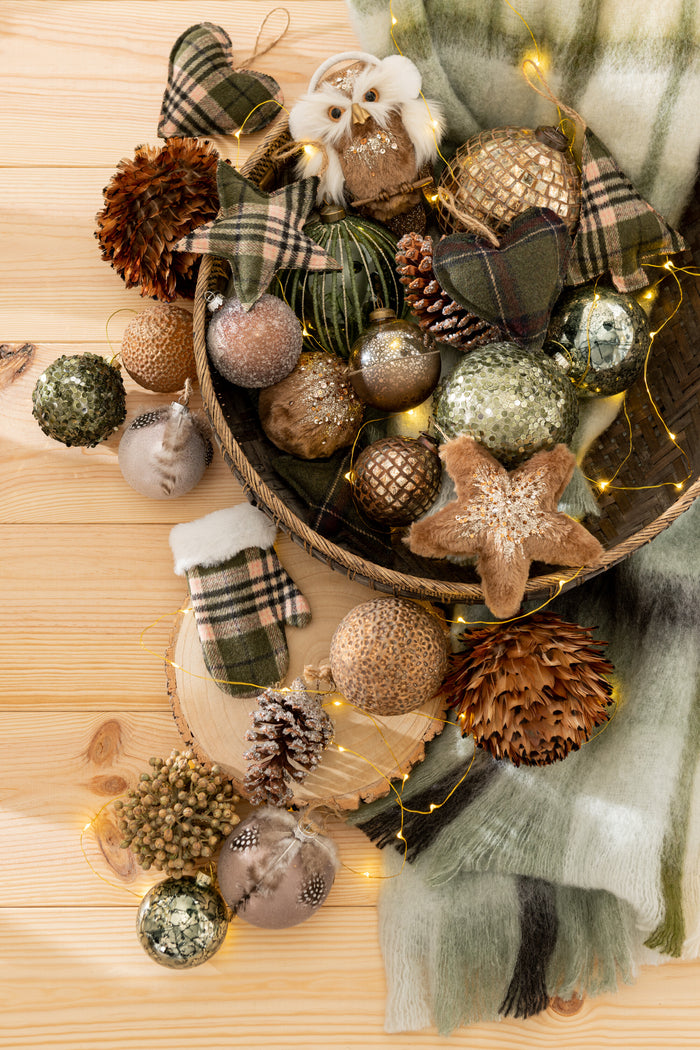 J-Line kerstbal Mozaiek - glas - antiek goud - small