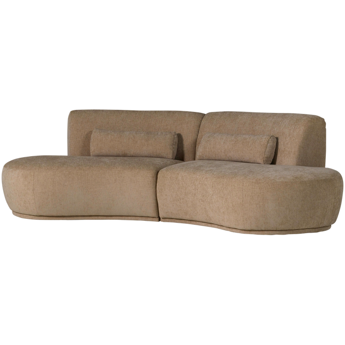 WOOOD Batavier Half Ronde Bank 4-Zits - Polyester - Velvet Lichtbruin