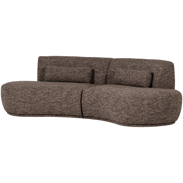 WOOOD Batavier Half Ronde Bank 4-Zits - Polyester - Bruin Melange