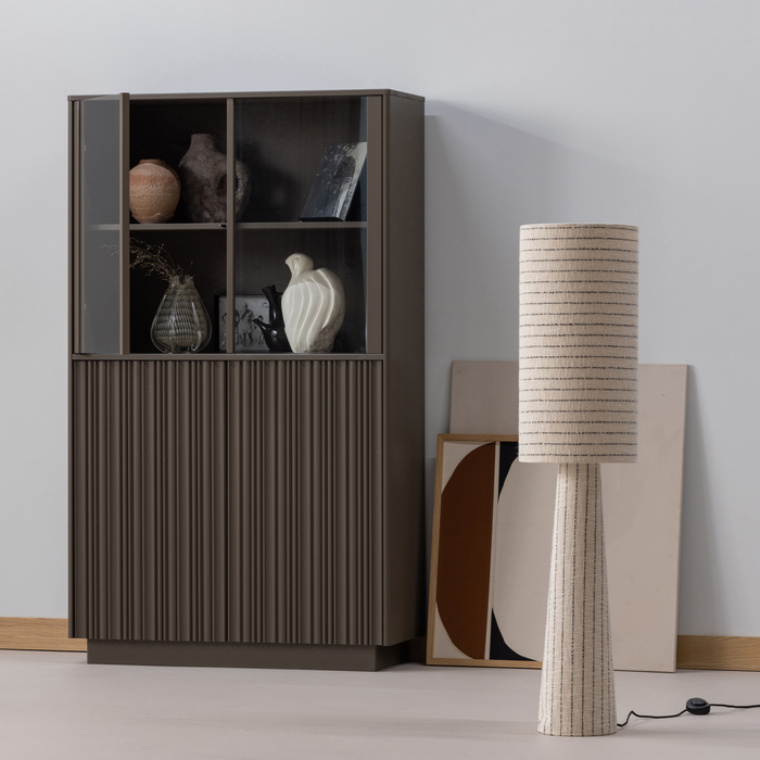 WOOOD Loft Vloerlamp - Metaal|Bouclé - Naturel Met Strepen 130xØ30 cm