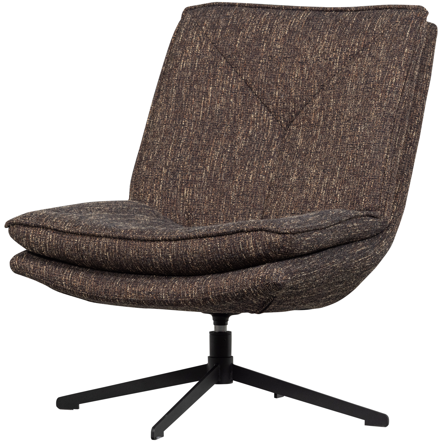 WOOOD Milaro Draaifauteuil - Polyester - Bruin Melange - 88x75x94