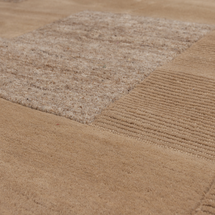 WOOOD Noven Handgeweven Vloerkleed - Wol - Zand - 170x240 cm