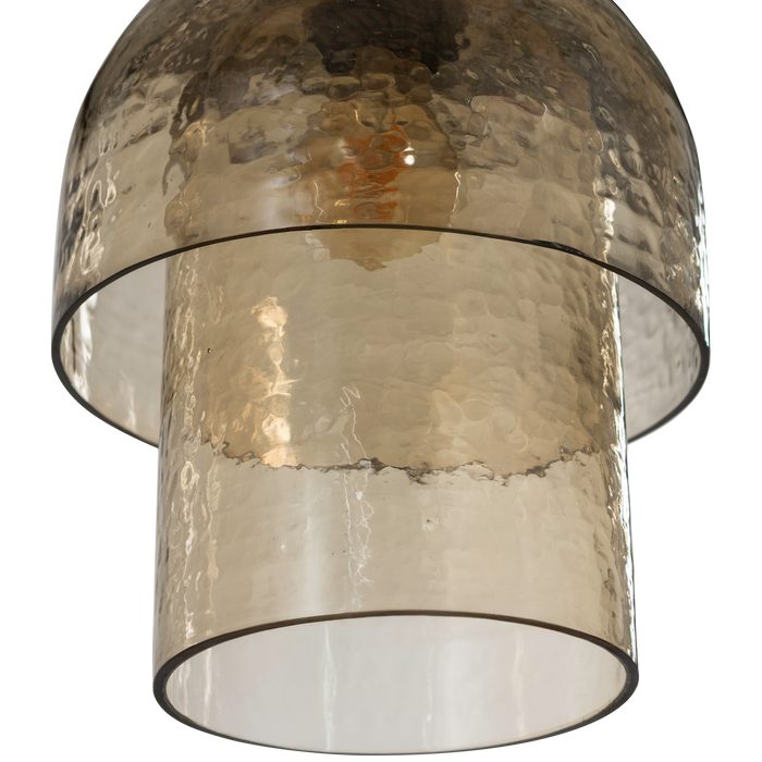 WOOOD Gigi Hanglamp Dubbele Kap - Gehamerd Glas - Naturel - 31x22x22