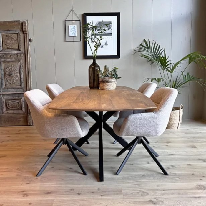 Eetkamertafel Mango Deens ovaal 200x100 cm met Spinpoot