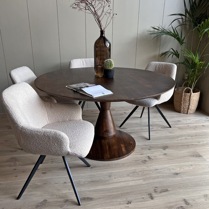 Eetkamertafel Mango Rond Walnoot 140cm
