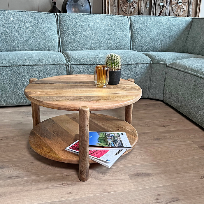 Mango salontafel naturel rond 65 cm