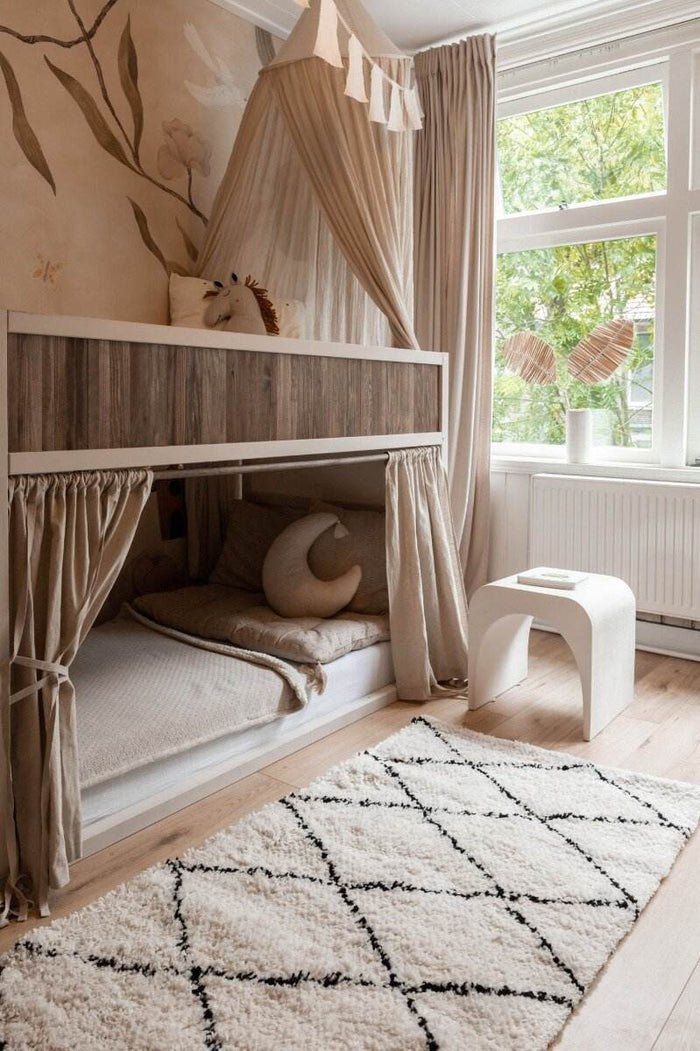 Interieur05 berber vloerkleed hoogpolig wit|zwart - scandinavisch -...