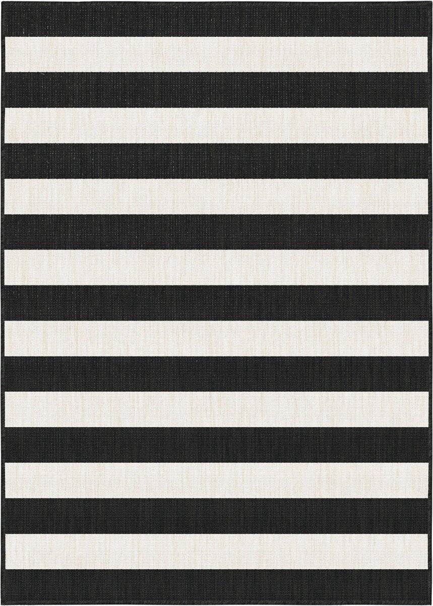 Eva Interior Buitenkleed Stripes zwart|wit dubbelzijdig - 240 x 340 cm
