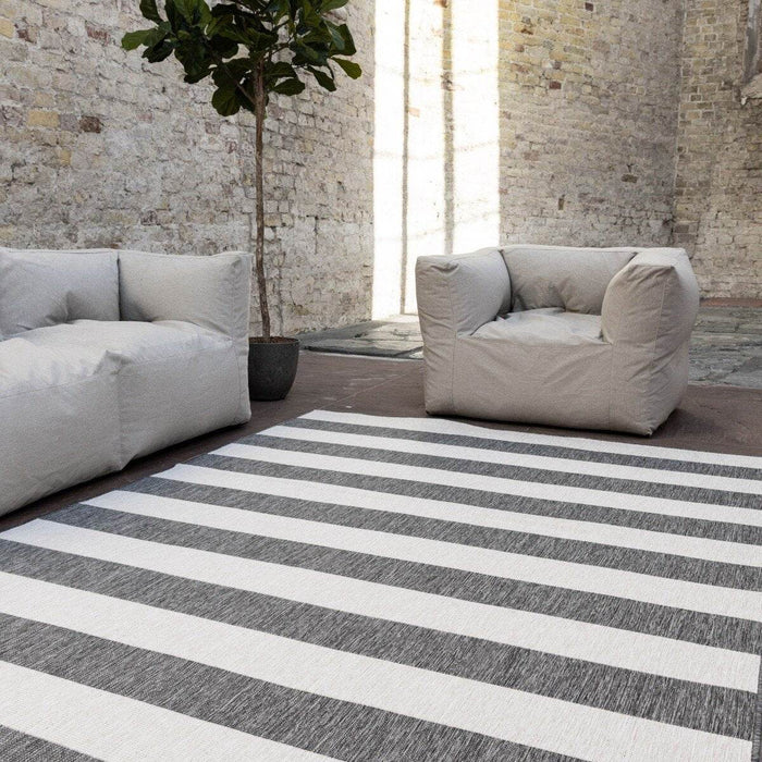 Eva Interior Buitenkleed Stripes Grijs|Wit dubbelzijdig - 240 x 340 cm