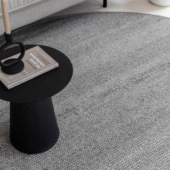 Interieur05 Rond Wollen Vloerkleed Donkergrijs Vik - 200 x 200 cm