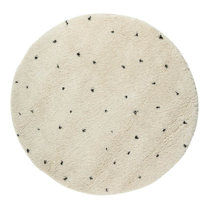 Interieur05 Rond Kindervloerkleed  hoogpolig Cream|Zwart - Dots