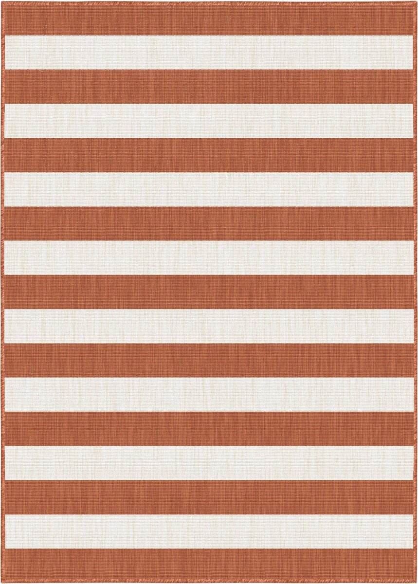 Eva Interior Buitenkleed Stripes roest|wit dubbelzijdig - 160 x 230 cm