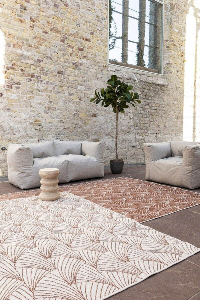 Interieur05 Buitenkleed Deco roest|wit dubbelzijdig - 200 x 290 cm