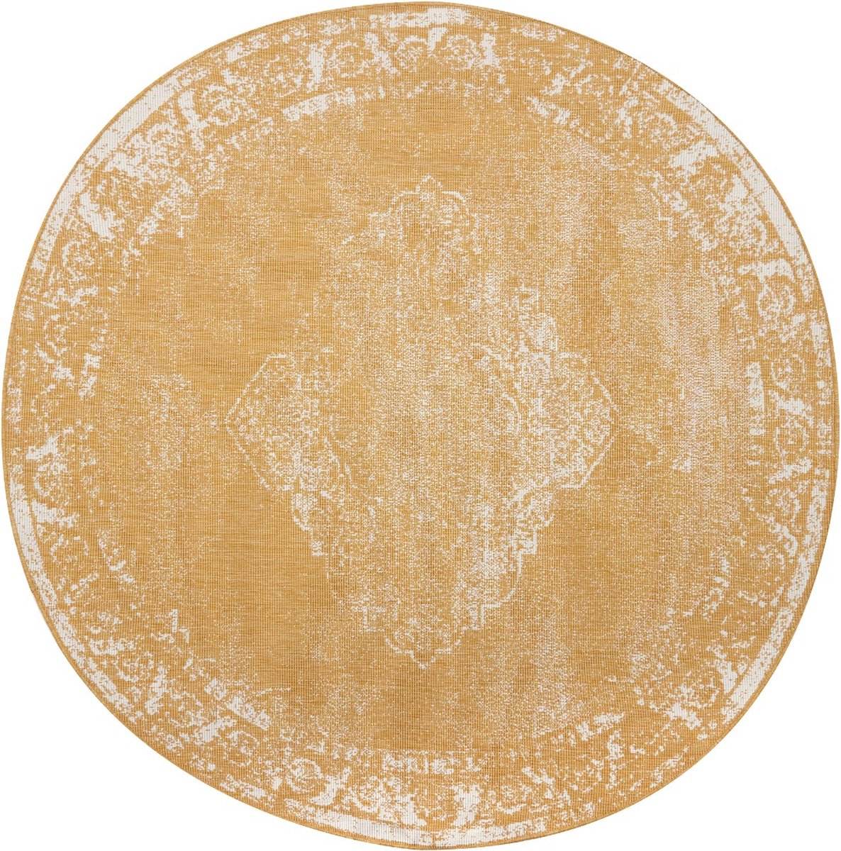 Rond Buitenkleed sage - Geel|Okergeel - dubbelzijdig - EVA Interior