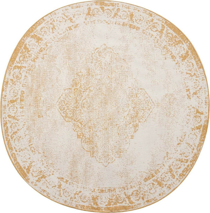 Rond Buitenkleed sage - Geel|Okergeel - dubbelzijdig - EVA Interior