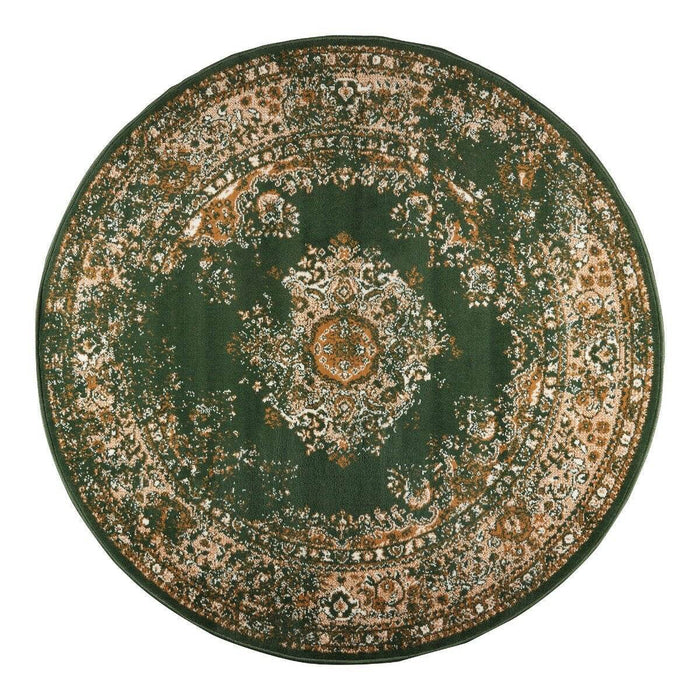 Interieur05 Rond Vintage Vloerkleed Keshan Groen - 160 x 160 cm