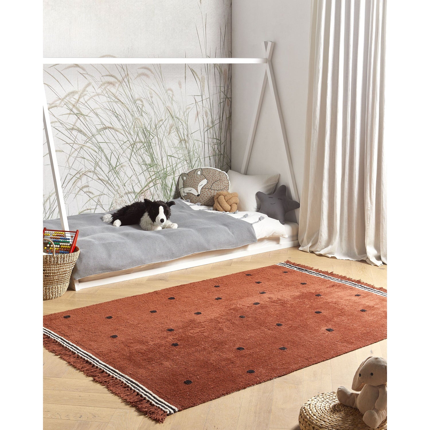 Beliani - LAZA - Vloerkleed - Bruin - 140 x 200 cm - Katoen