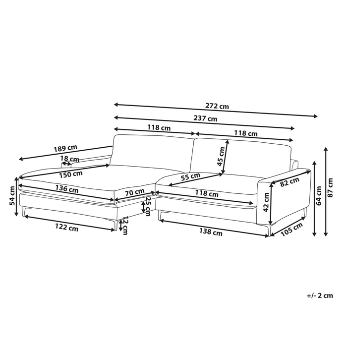 Beliani - MALOY - Hoekbank - Gebroken wit - Rechtszijdig - Polyester