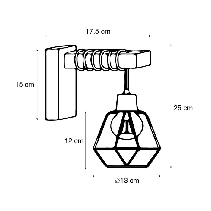 QAZQA Smart wandlamp zwart met hout incl. Wifi A60 - Chon
