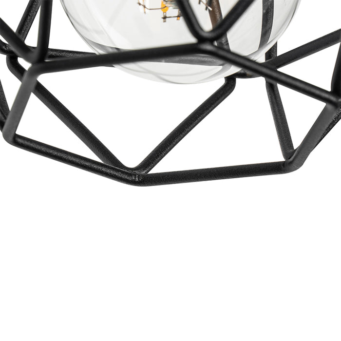 QAZQA Smart wandlamp zwart met hout incl. Wifi A60 - Chon