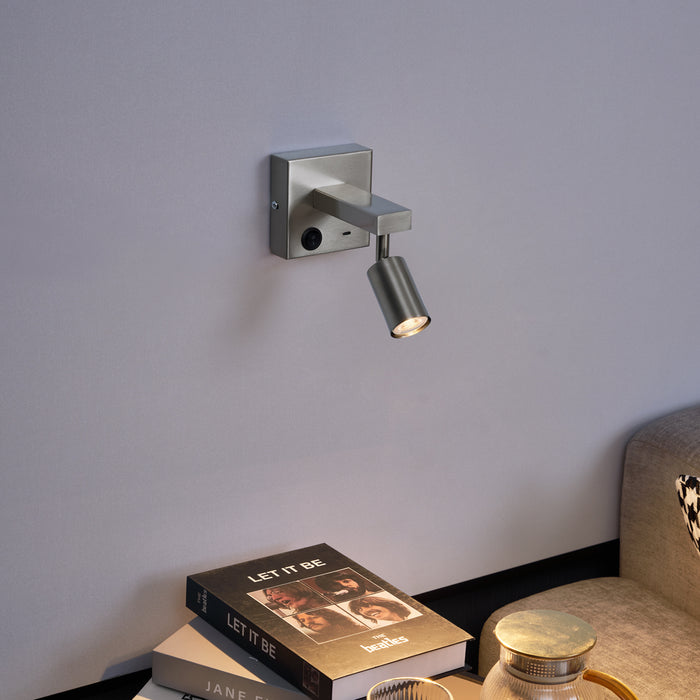 QAZQA Moderne wandlamp staal met USB-C kantelbaar - Rex