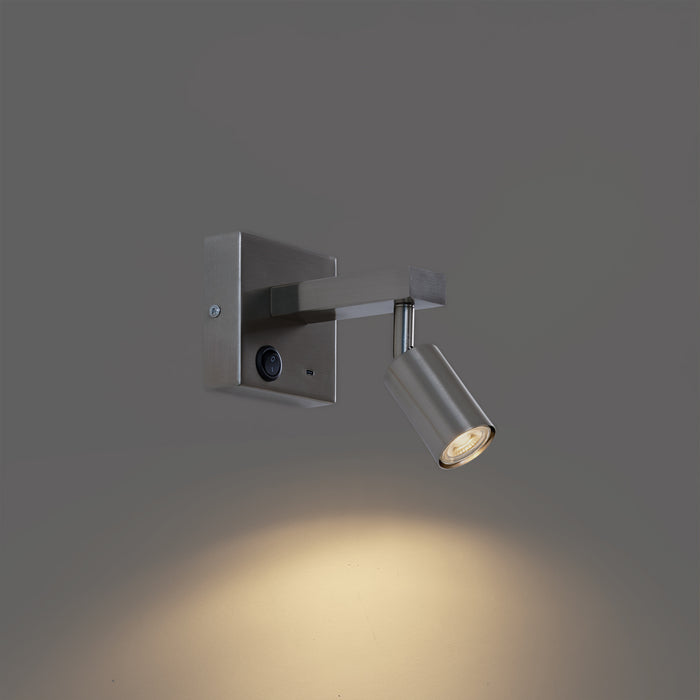 QAZQA Moderne wandlamp staal met USB-C kantelbaar - Rex