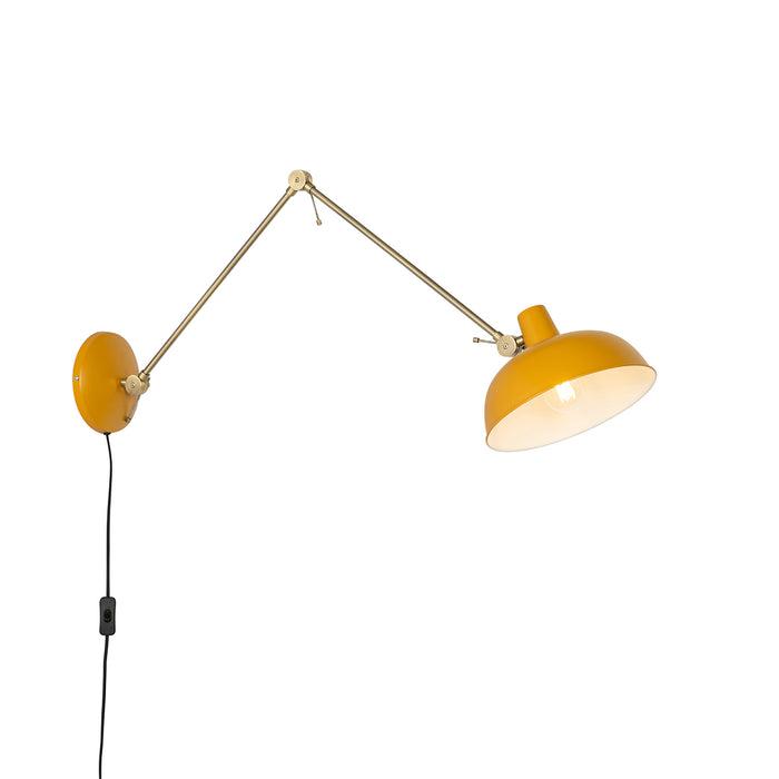 QAZQA Smart wandlamp geel met brons incl. Wifi P45 - Milou