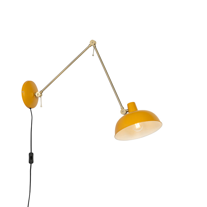 QAZQA Smart wandlamp geel met brons incl. Wifi P45 - Milou