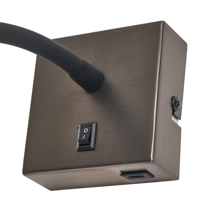 QAZQA Moderne wandlamp gunmetal met USB-C poort - Gosna