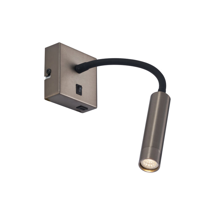 QAZQA Moderne wandlamp gunmetal met USB-C poort - Gosna