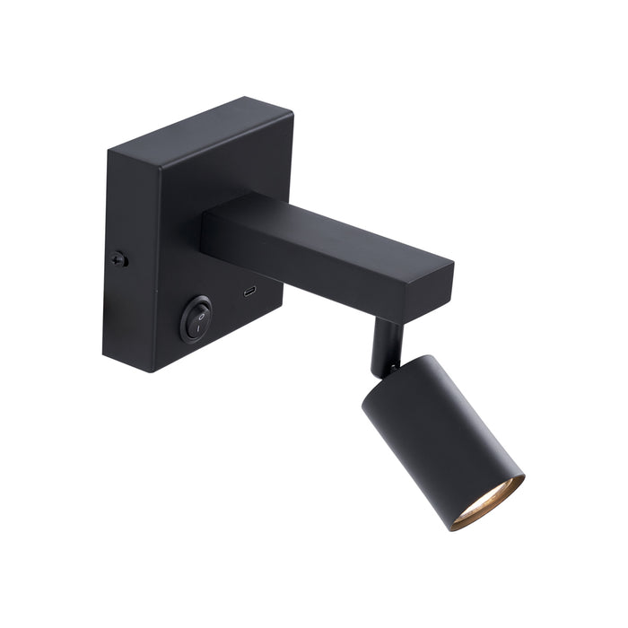 QAZQA Moderne wandlamp zwart met USB-C kantelbaar - Rex