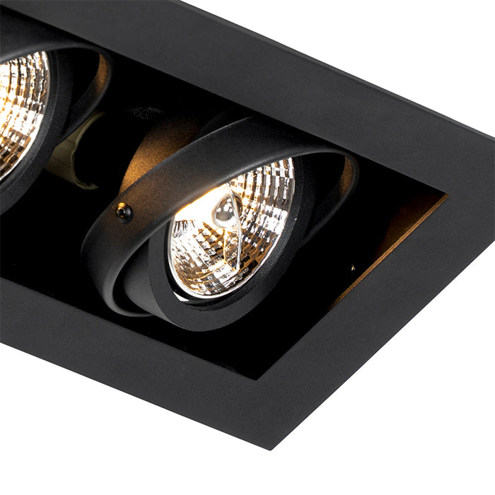 QAZQA Smart inbouwspot zwart 2-lichts verstelbaar incl. 2 Wifi GU10