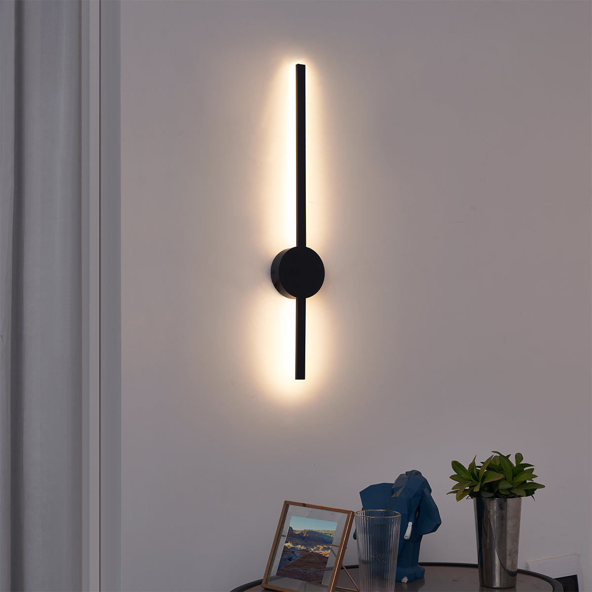 QAZQA Moderne wandlamp zwart 60cm incl. LED - Clockwise