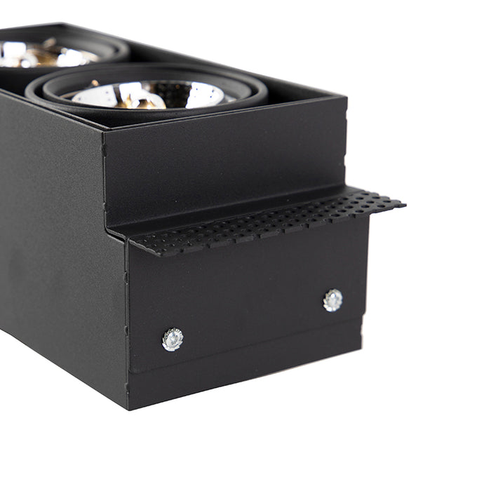 QAZQA Smart inbouwspot zwart trimless 2-lichts incl. 2 Wifi GU10 70mm