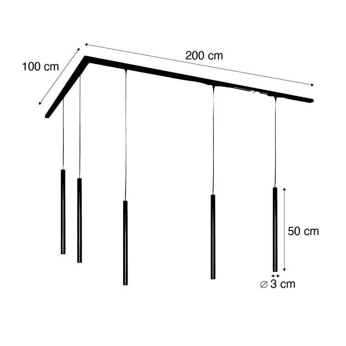 QAZQA Modern railsysteem met 5 hanglampen wit 1-fase - Iconic Frini