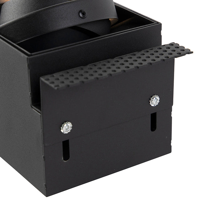 QAZQA Smart inbouwspot zwart trimless 2-lichts incl. 2 Wifi GU10 70mm