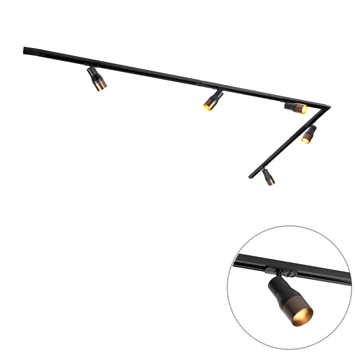 QAZQA Modern railsysteem met 5 spots zwart met donker brons 1-fase -