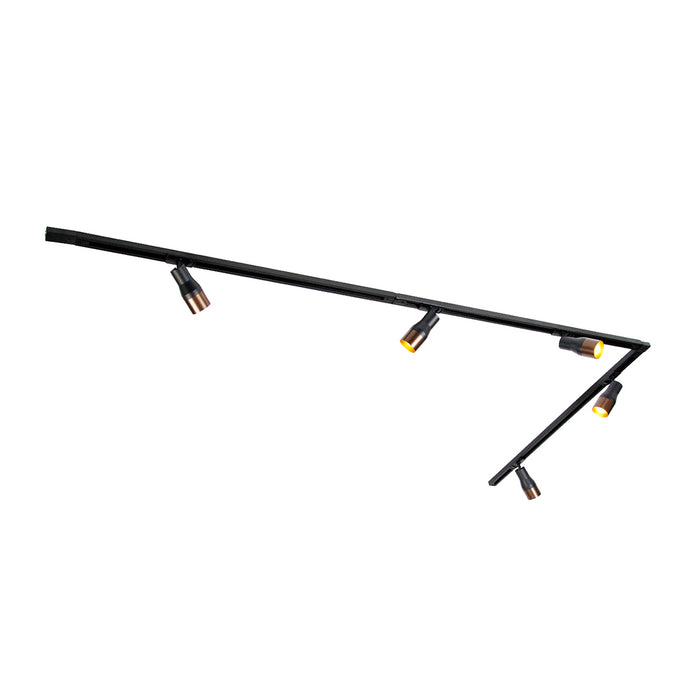 QAZQA Modern railsysteem met 5 spots zwart met donker brons 1-fase -