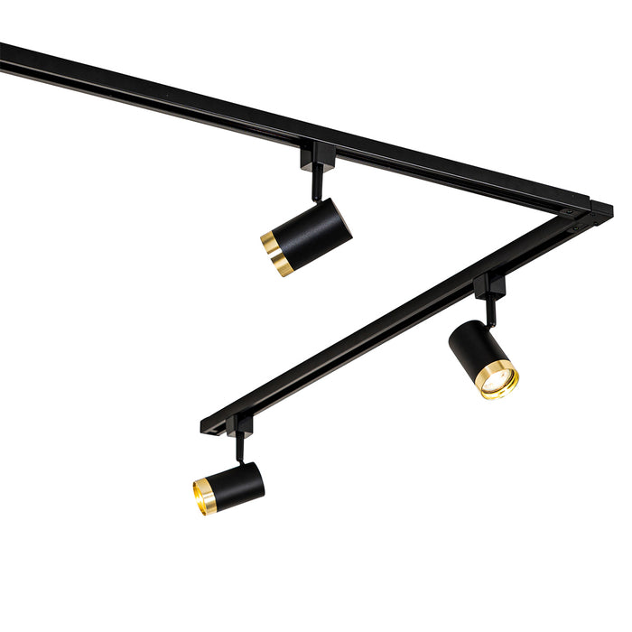 QAZQA Smart railsysteem met 5 spots zwart goud 1-fase incl. 5 Wifi