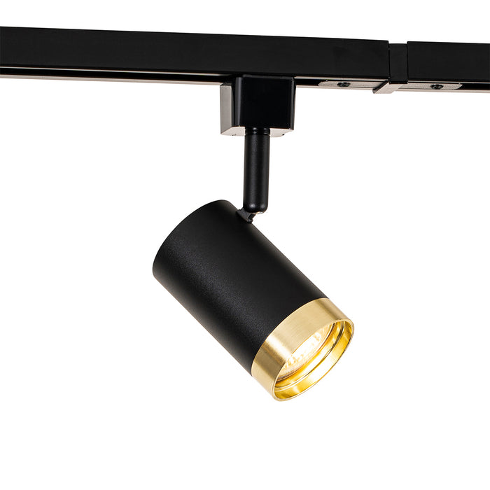 QAZQA Smart railsysteem met 5 spots zwart goud 1-fase incl. 5 Wifi