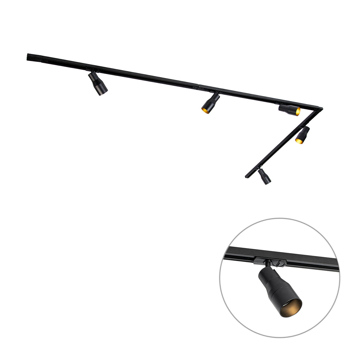 QAZQA Modern railsysteem met 5 spots zwart 1-fase - Iconic Kohua