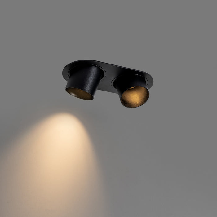 QAZQA Set van 6 inbouwspots zwart GU10 50mm 2-lichts - Installa