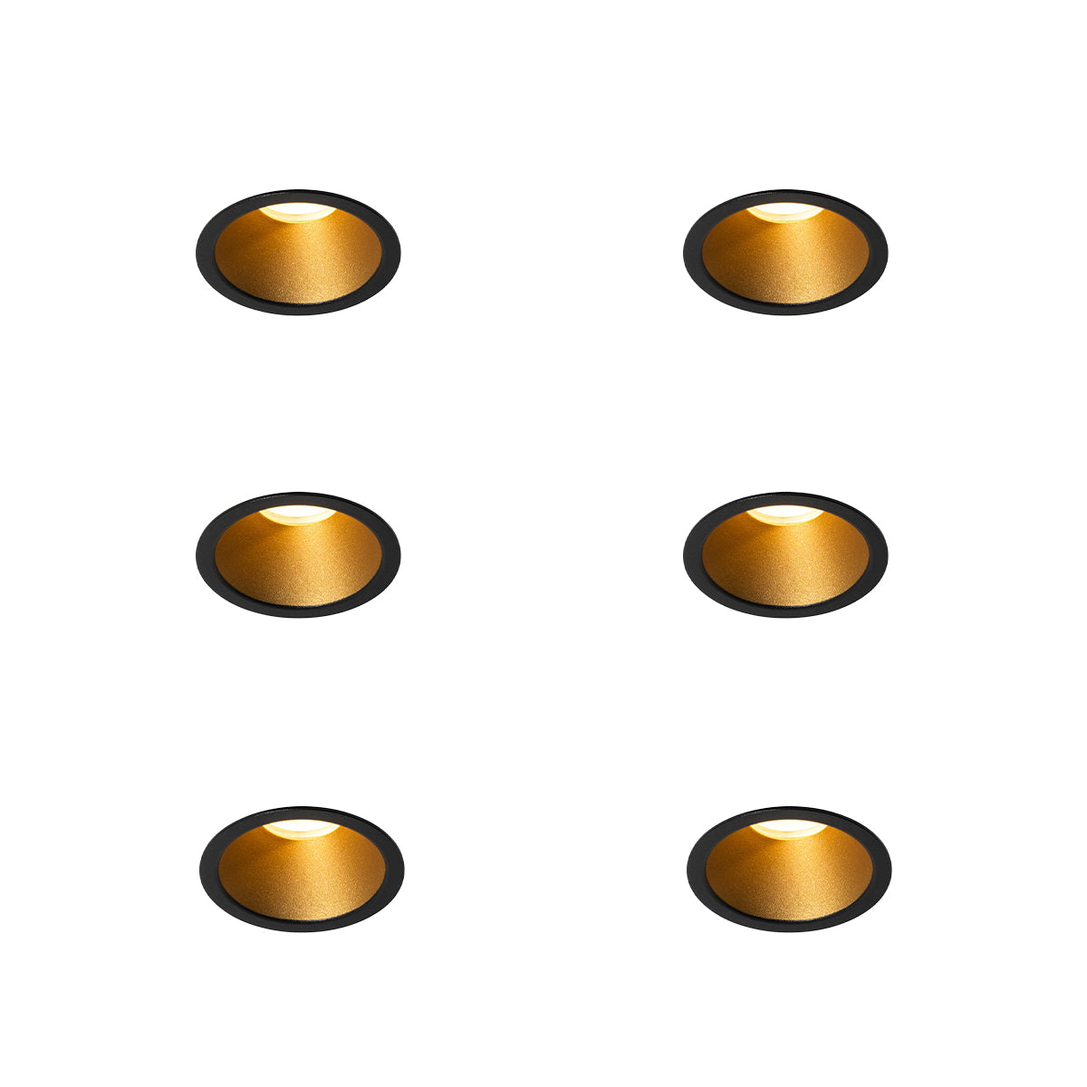 QAZQA Set van 6 moderne inbouwspots zwart met goud GU10 35mm IP44 -