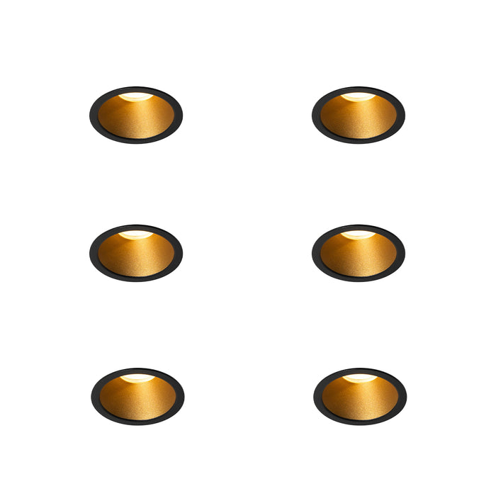 QAZQA Set van 6 moderne inbouwspots zwart met goud GU10 35mm IP44 -