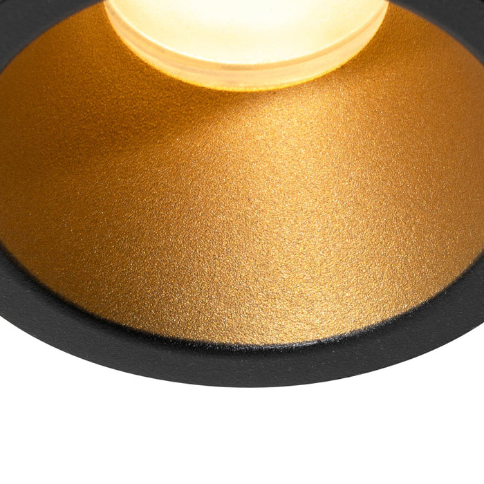 QAZQA Set van 6 moderne inbouwspots zwart met goud GU10 35mm IP44 -