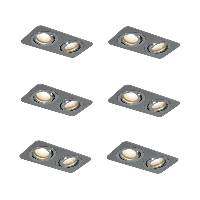 QAZQA Set van 6 afgeronde inbouwspots gunmetal GU10 50mm draai- en