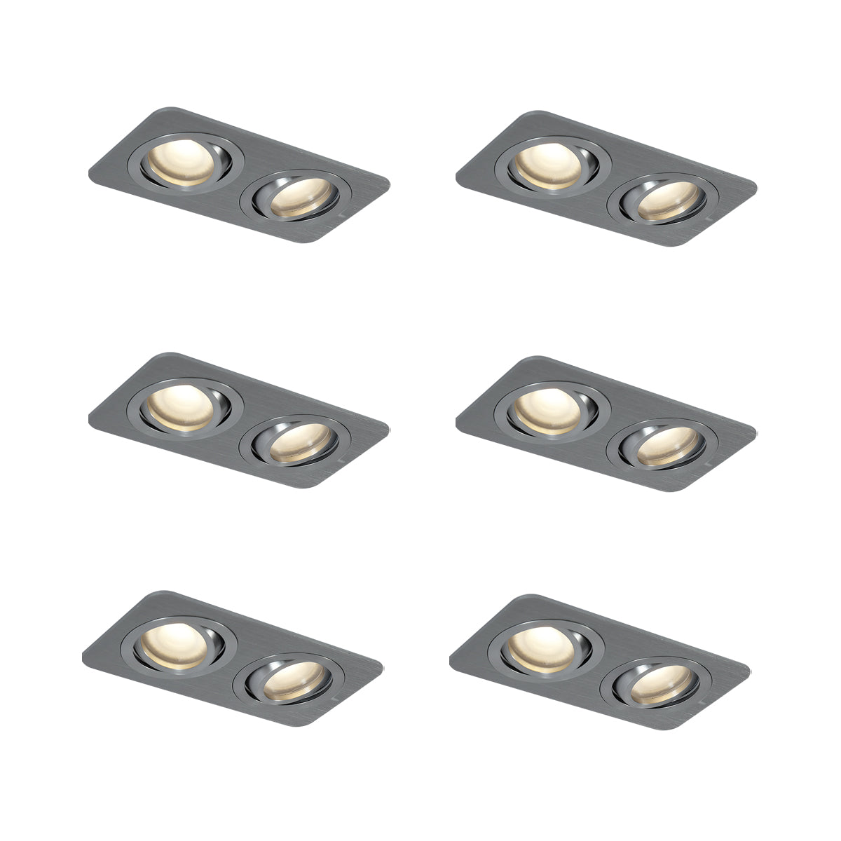 QAZQA Set van 6 afgeronde inbouwspots gunmetal GU10 50mm draai- en